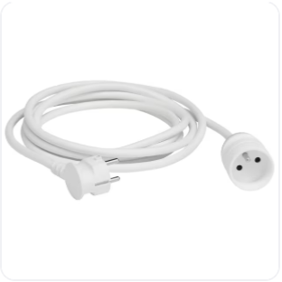 Rallonge 2P+T longueur 5m 230V - blanc - Legrand